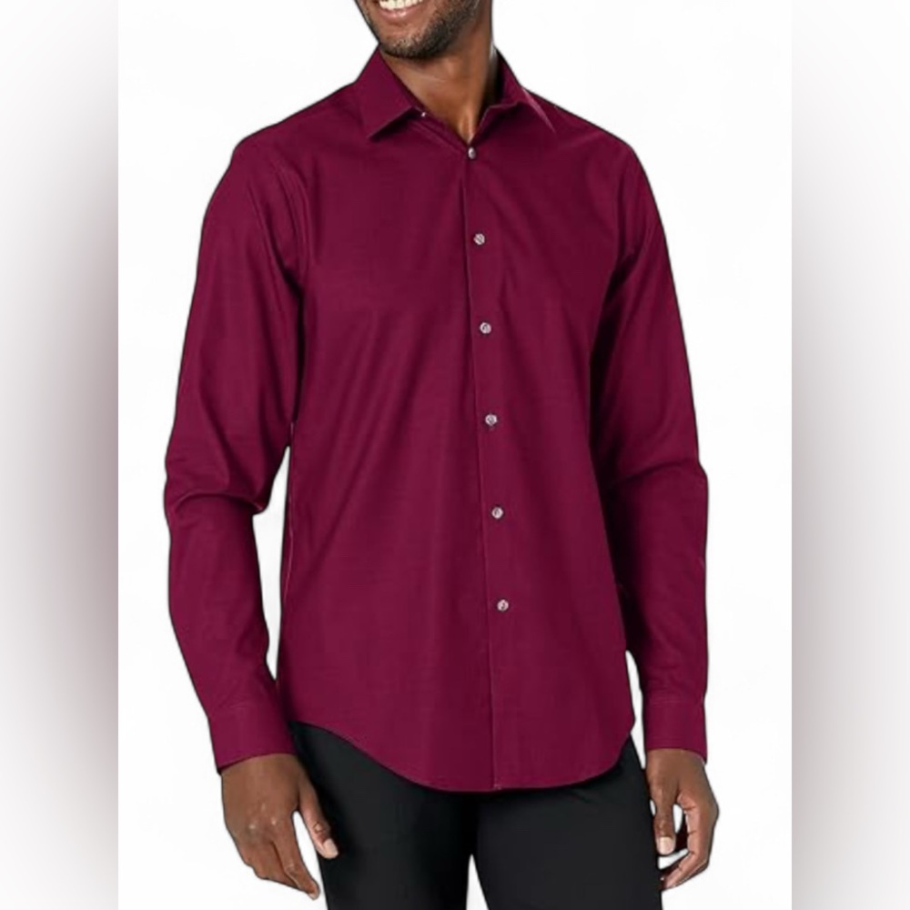 NWT Pierre Cardin Deep Raspberry Long Sleeve Slim Fit Button Up Dress Shirt SzM